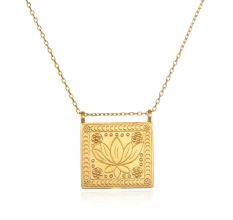 Lotus pendant necklace for women,  Brass with 22k gold plated, Handmade jewelry